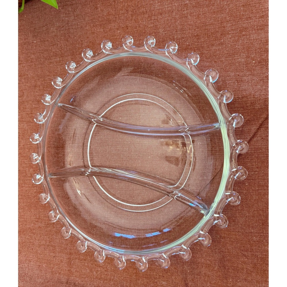 Vintage Heisey Glass "Lariat Pattern" Divided Serving Dish (1940-1957)‎